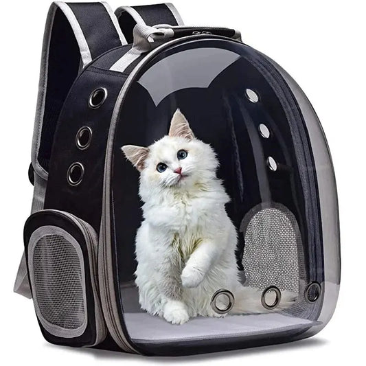 The Funny Pets™ Back expandable cat backpack space capsule transparent pet carrier