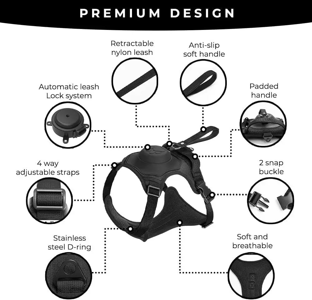 Dog Harness with Leash Retractable